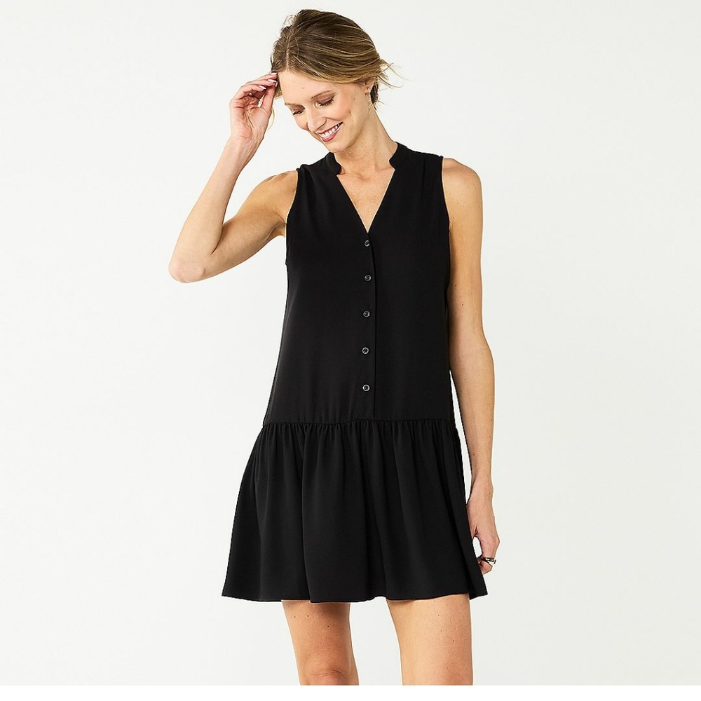 Nine West sleeveless black mini dress.